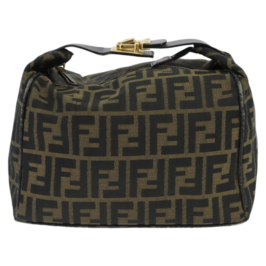 FENDI Zucca Canvas Hand Bag Brown Black Gold 73582