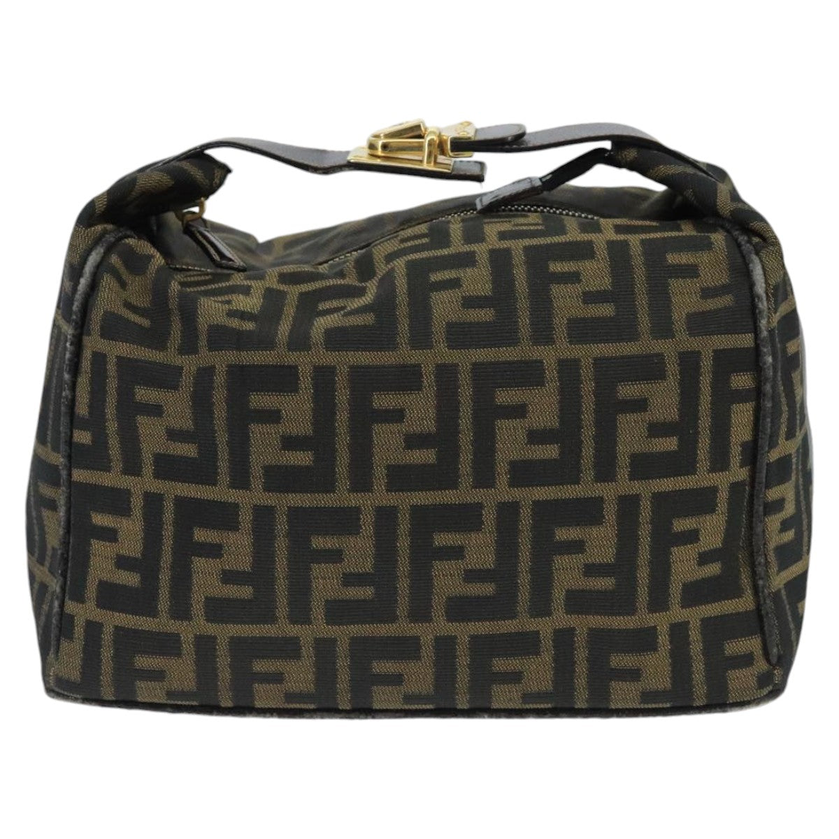 FENDI Zucca Canvas Hand Bag Brown Black Gold 73582