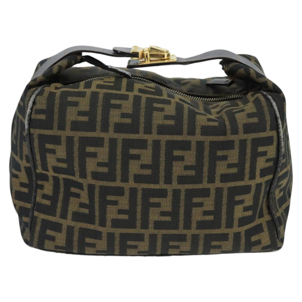 FENDI Zucca Canvas Hand Bag Brown Black Gold 73582