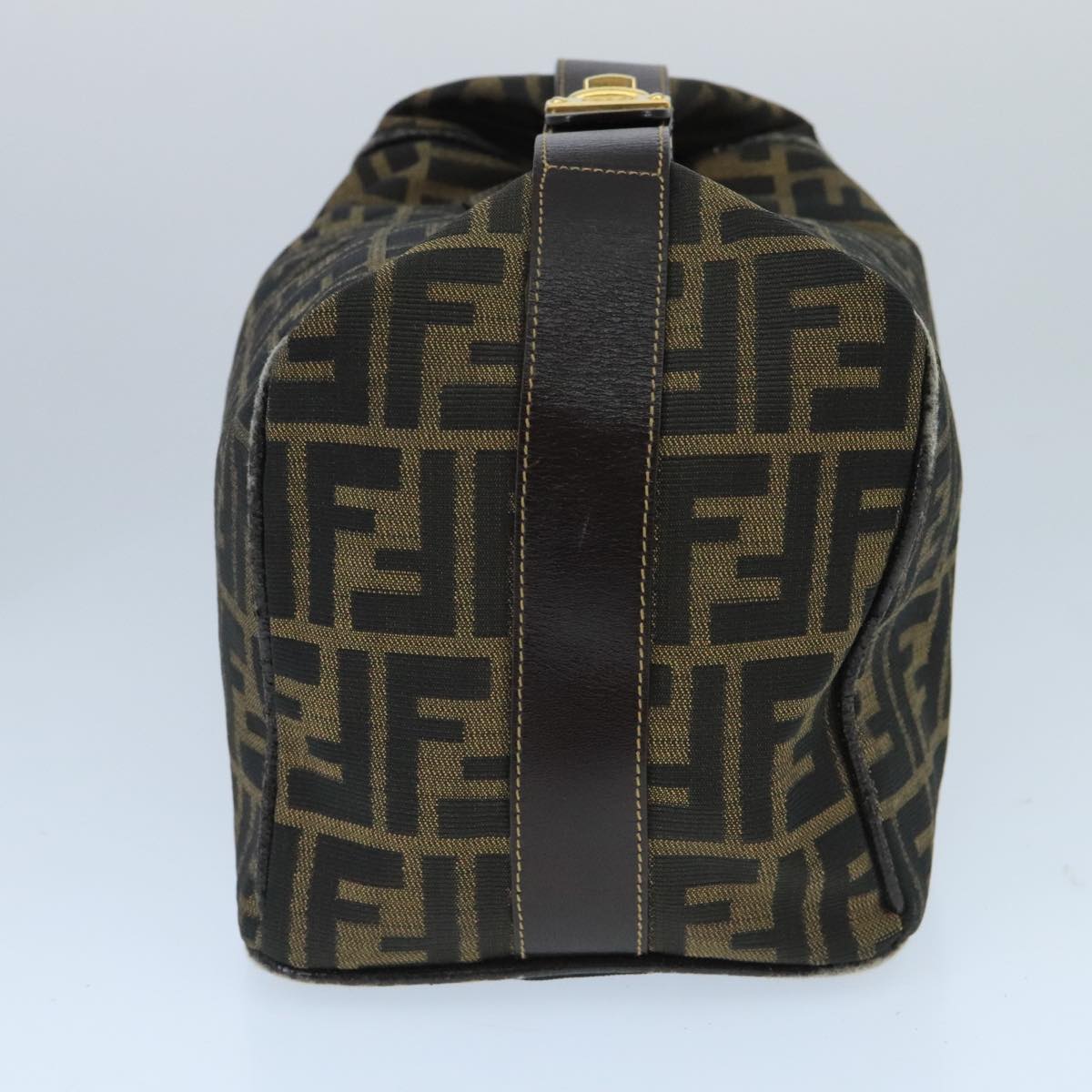 FENDI Zucca Canvas Hand Bag Brown Black Gold 73582