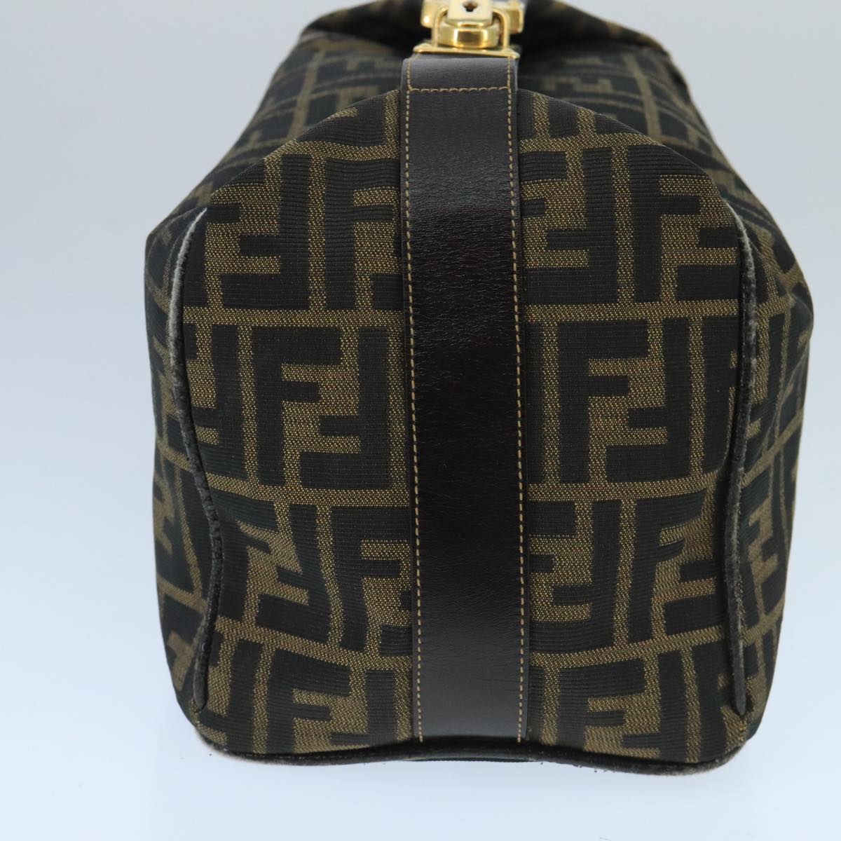 FENDI Zucca Canvas Hand Bag Brown Black Gold 73582