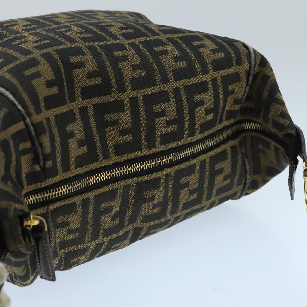 FENDI Zucca Canvas Hand Bag Brown Black Gold 73582