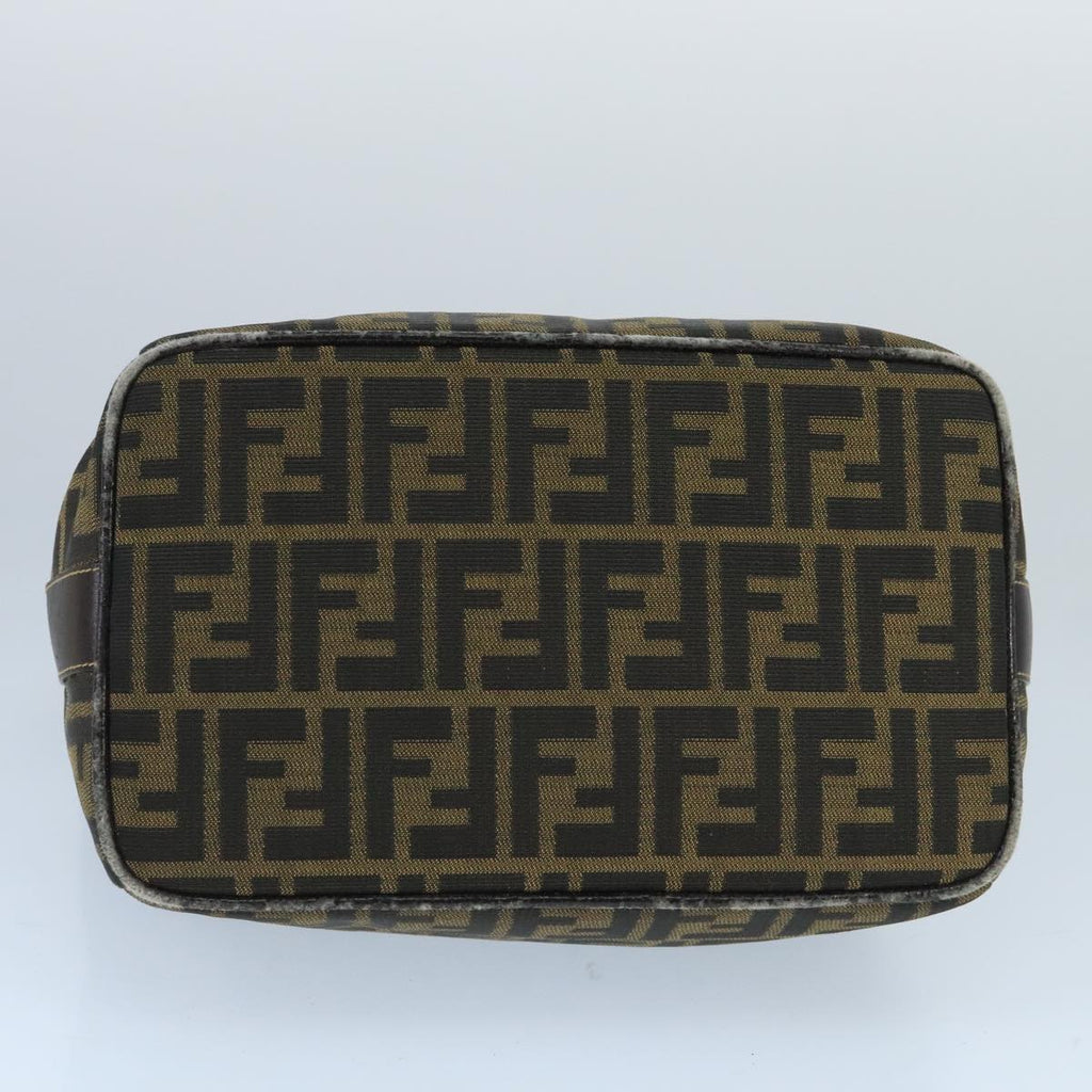 FENDI Zucca Canvas Hand Bag Brown Black Gold 73582