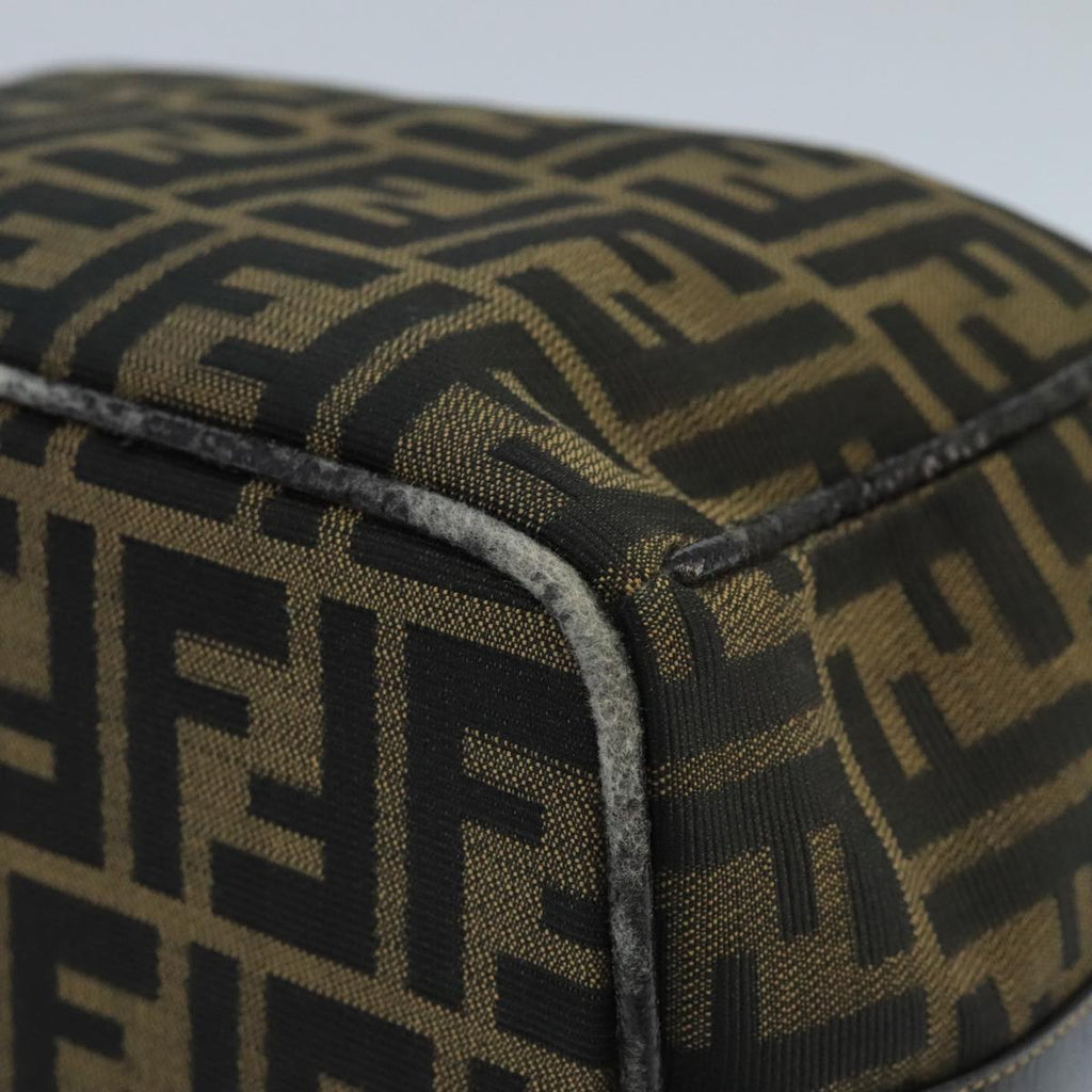 FENDI Zucca Canvas Hand Bag Brown Black Gold 73582
