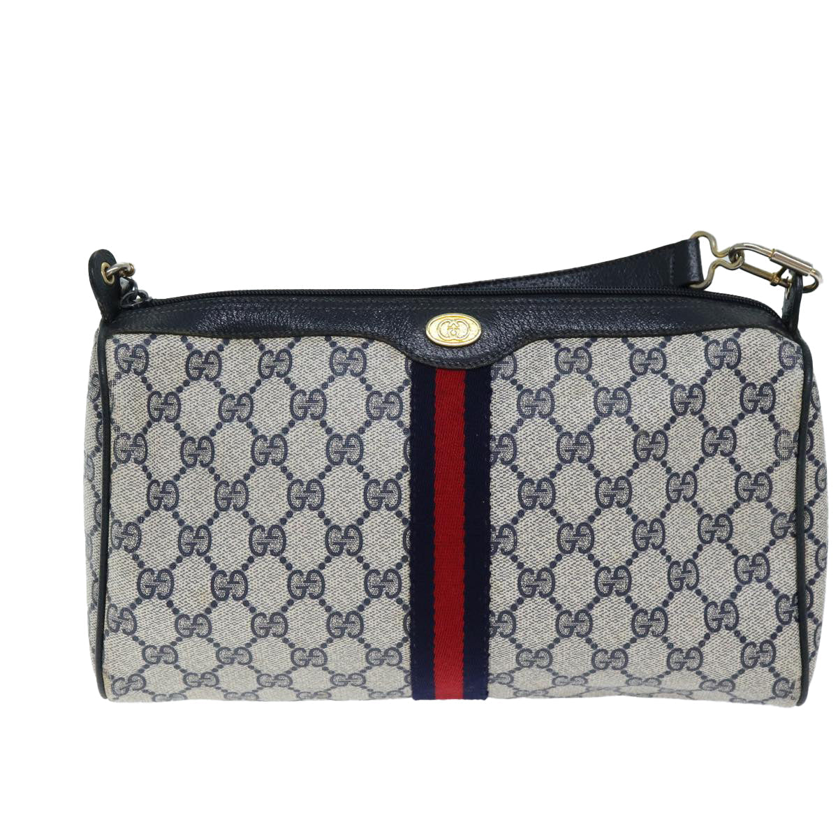 GUCCI GG Supreme Sherry Line Shoulder Bag PVC Navy Red 41 02 017 73591