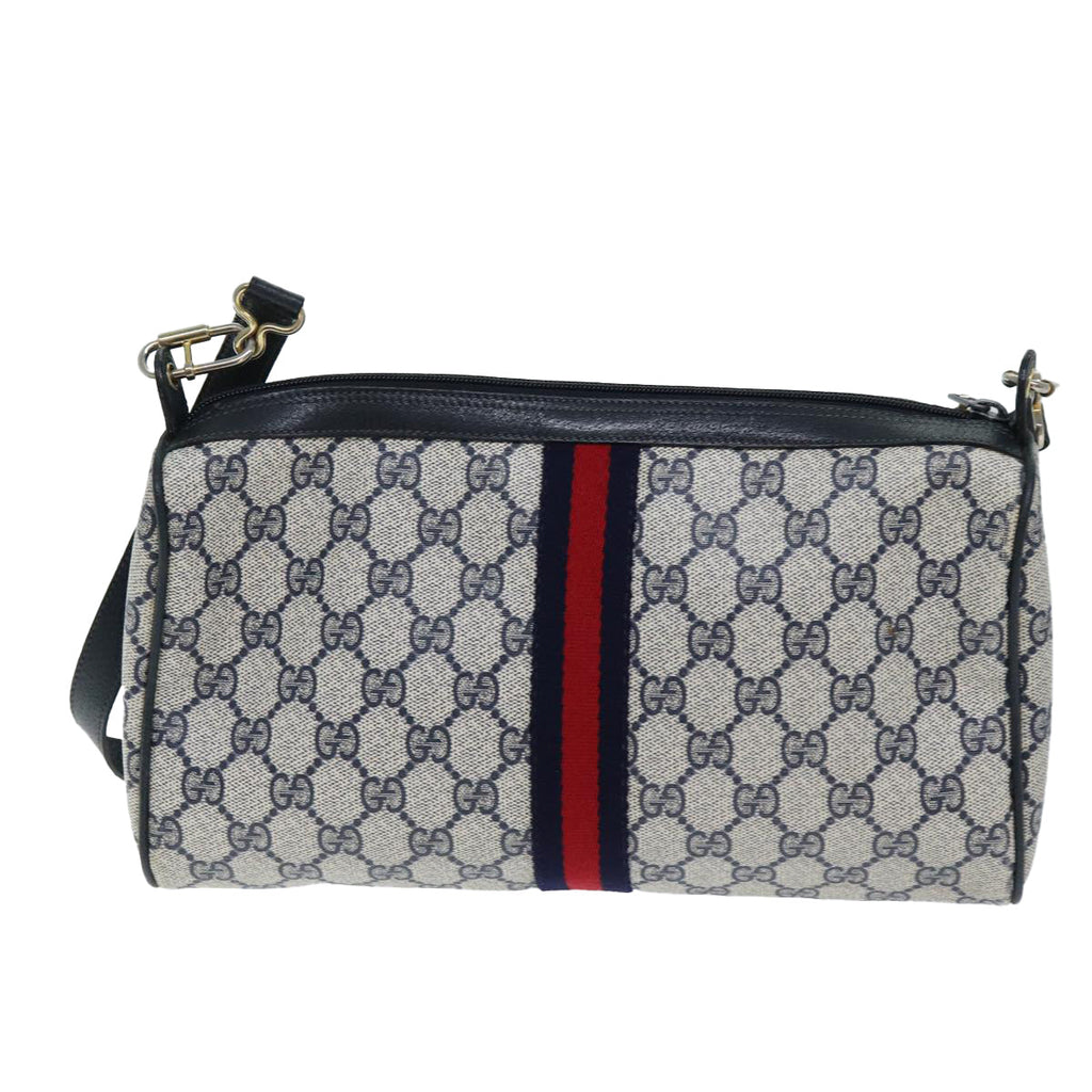 GUCCI GG Supreme Sherry Line Shoulder Bag PVC Navy Red 41 02 017 73591