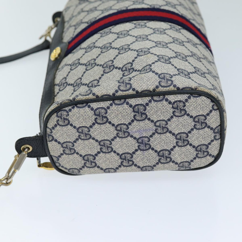 GUCCI GG Supreme Sherry Line Shoulder Bag PVC Navy Red 41 02 017 73591