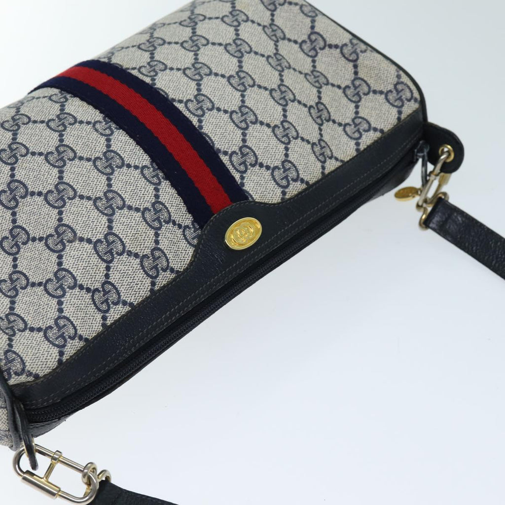 GUCCI GG Supreme Sherry Line Shoulder Bag PVC Navy Red 41 02 017 73591