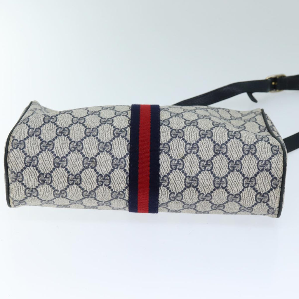 GUCCI GG Supreme Sherry Line Shoulder Bag PVC Navy Red 41 02 017 73591