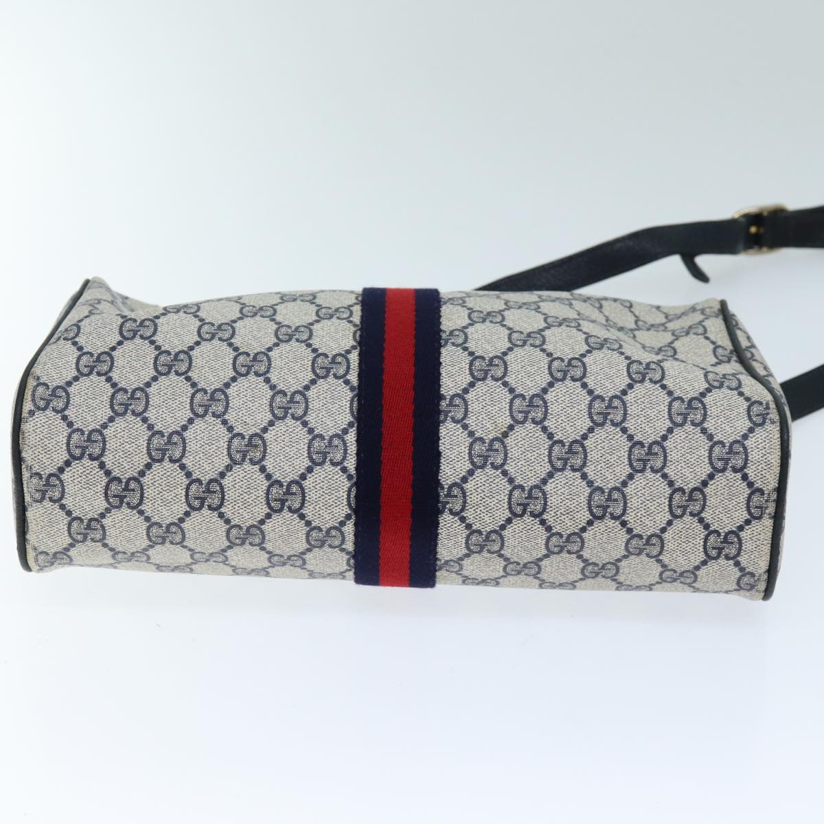 GUCCI GG Supreme Sherry Line Shoulder Bag PVC Navy Red 41 02 017 73591