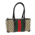 GUCCI GG Canvas Web Sherry Line Hand Bag Beige Red Green 30458 73608