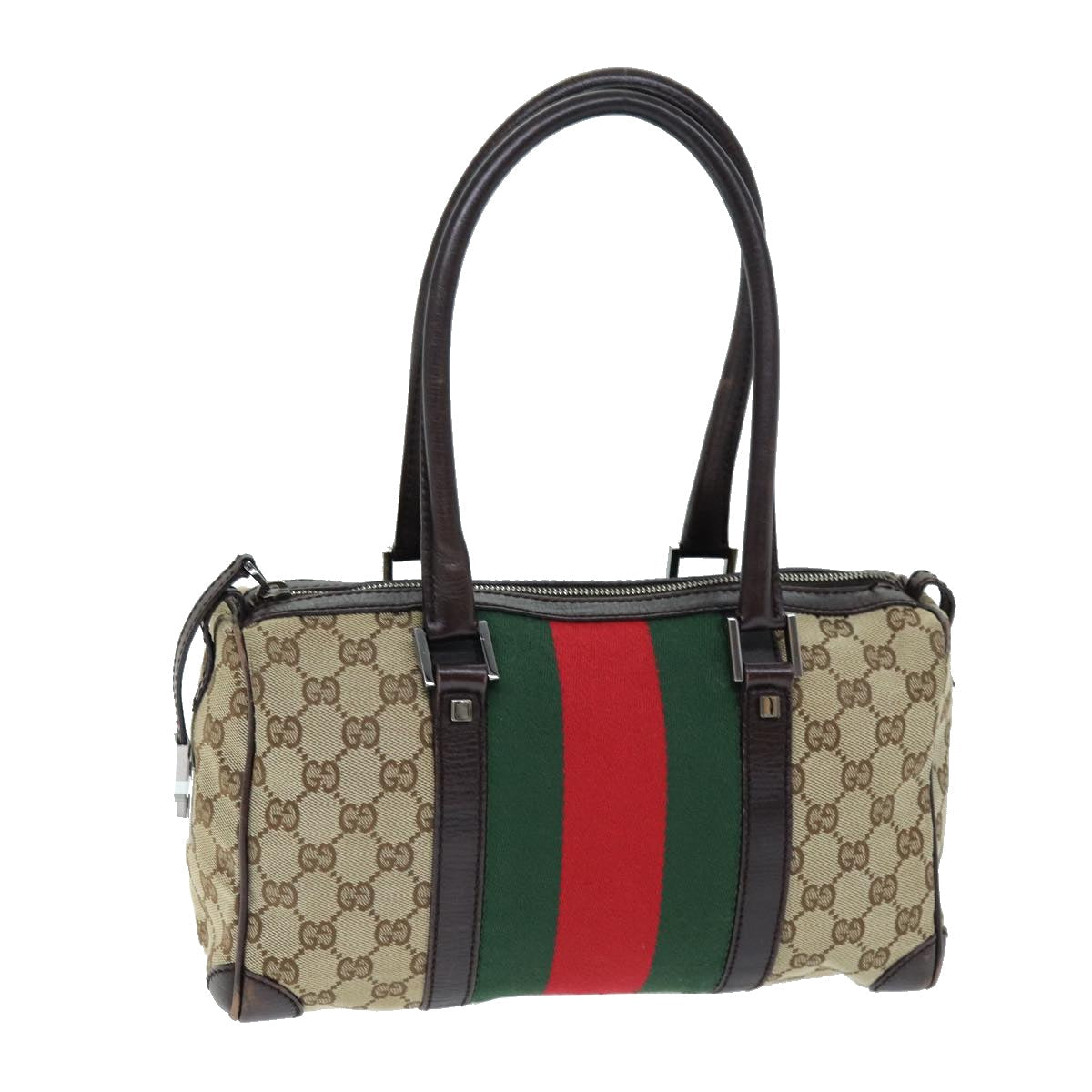 GUCCI GG Canvas Web Sherry Line Hand Bag Beige Red Green 30458 73608