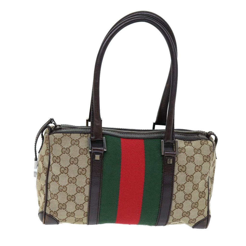 GUCCI GG Canvas Web Sherry Line Hand Bag Beige Red Green 30458 73608