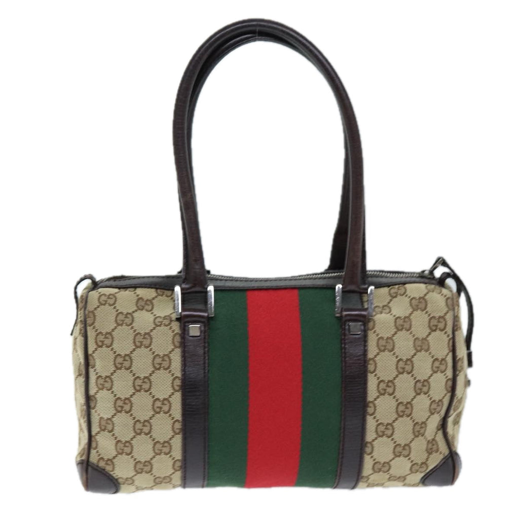 GUCCI GG Canvas Web Sherry Line Hand Bag Beige Red Green 30458 73608