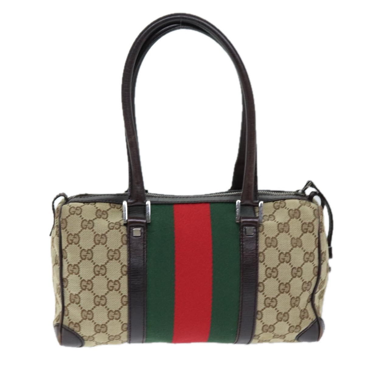 GUCCI GG Canvas Web Sherry Line Hand Bag Beige Red Green 30458 73608