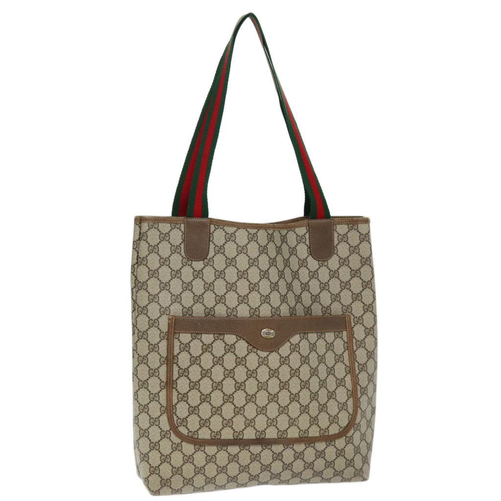 GUCCI GG Supreme Web Sherry Line Tote Bag Beige Red Green 39 02 003 73610