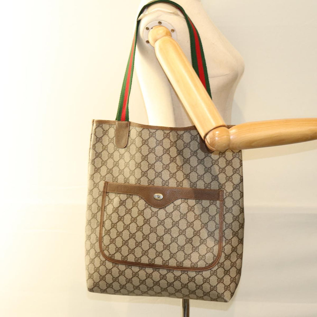 GUCCI GG Supreme Web Sherry Line Tote Bag Beige Red Green 39 02 003 73610