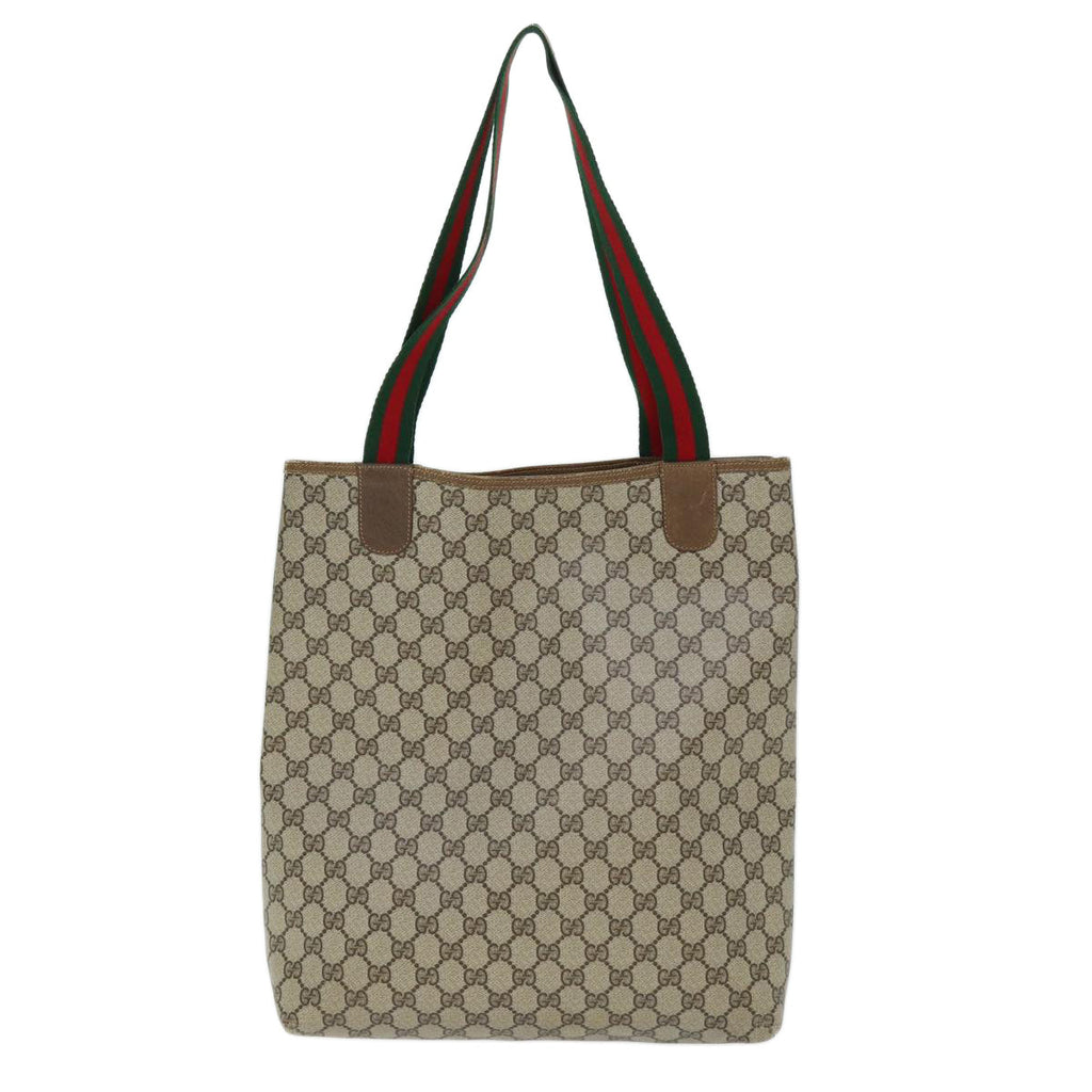 GUCCI GG Supreme Web Sherry Line Tote Bag Beige Red Green 39 02 003 73610