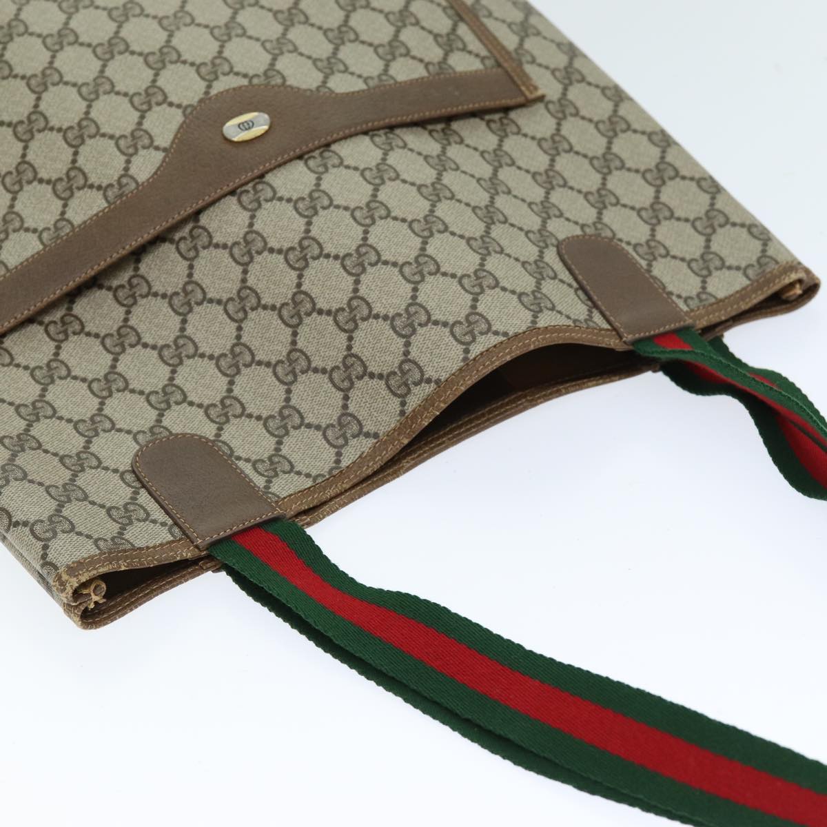 GUCCI GG Supreme Web Sherry Line Tote Bag Beige Red Green 39 02 003 73610