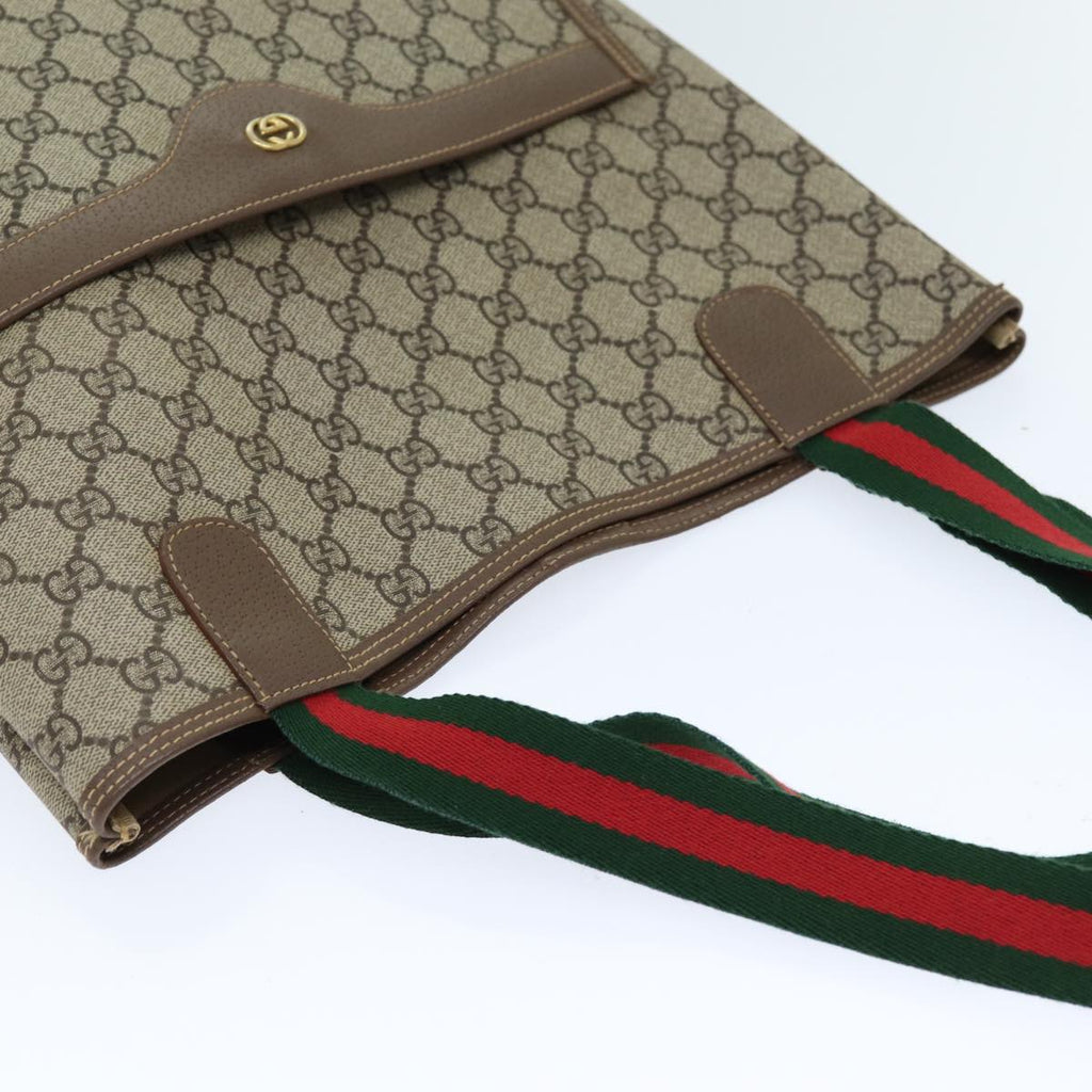 GUCCI GG Supreme Web Sherry Line Tote Bag Beige Red 002 58 6487 4023 73611