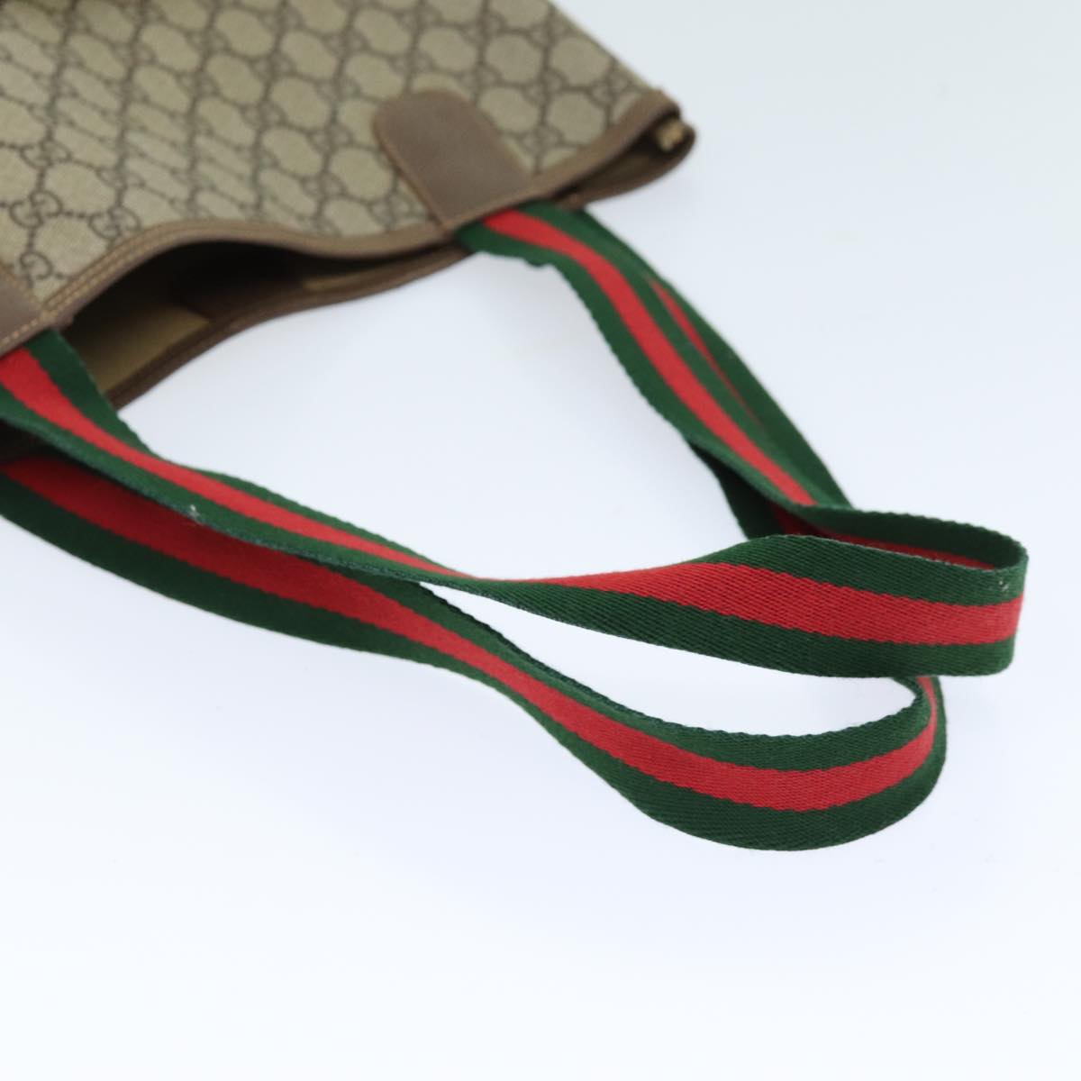 GUCCI GG Supreme Web Sherry Line Tote Bag Beige Red 002 58 6487 4023 73611