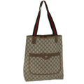 GUCCI GG Supreme Web Sherry Line Tote Bag PVC Beige Red 40 02 003 73612