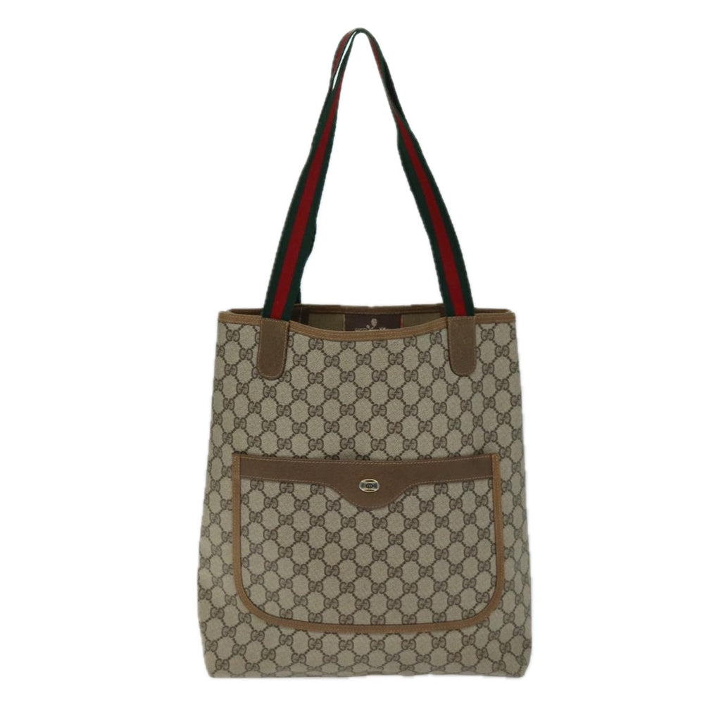 GUCCI GG Supreme Web Sherry Line Tote Bag PVC Beige Red 40 02 003 73612