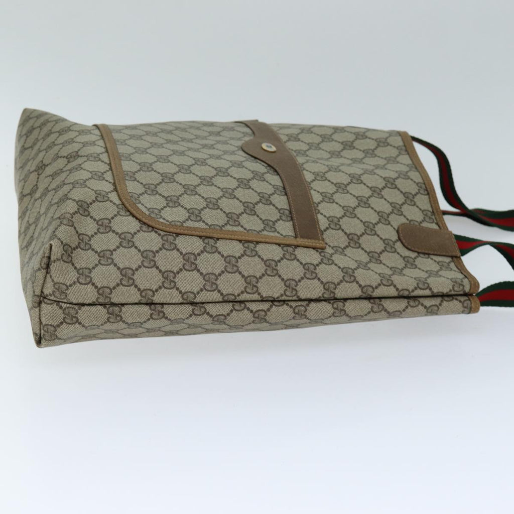 GUCCI GG Supreme Web Sherry Line Tote Bag PVC Beige Red 40 02 003 73612