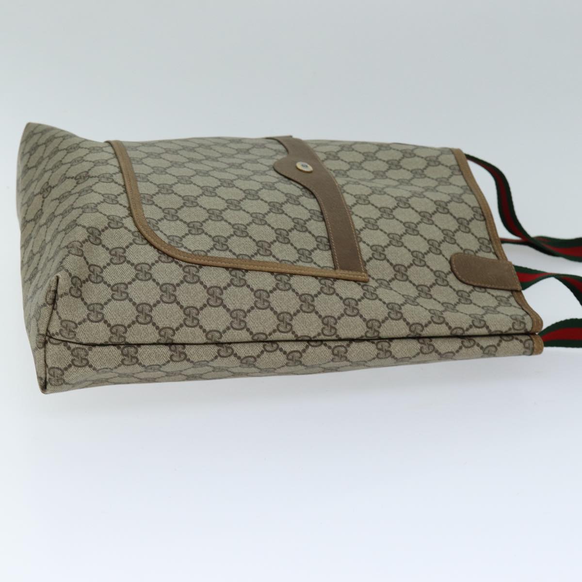 GUCCI GG Supreme Web Sherry Line Tote Bag PVC Beige Red 40 02 003 73612