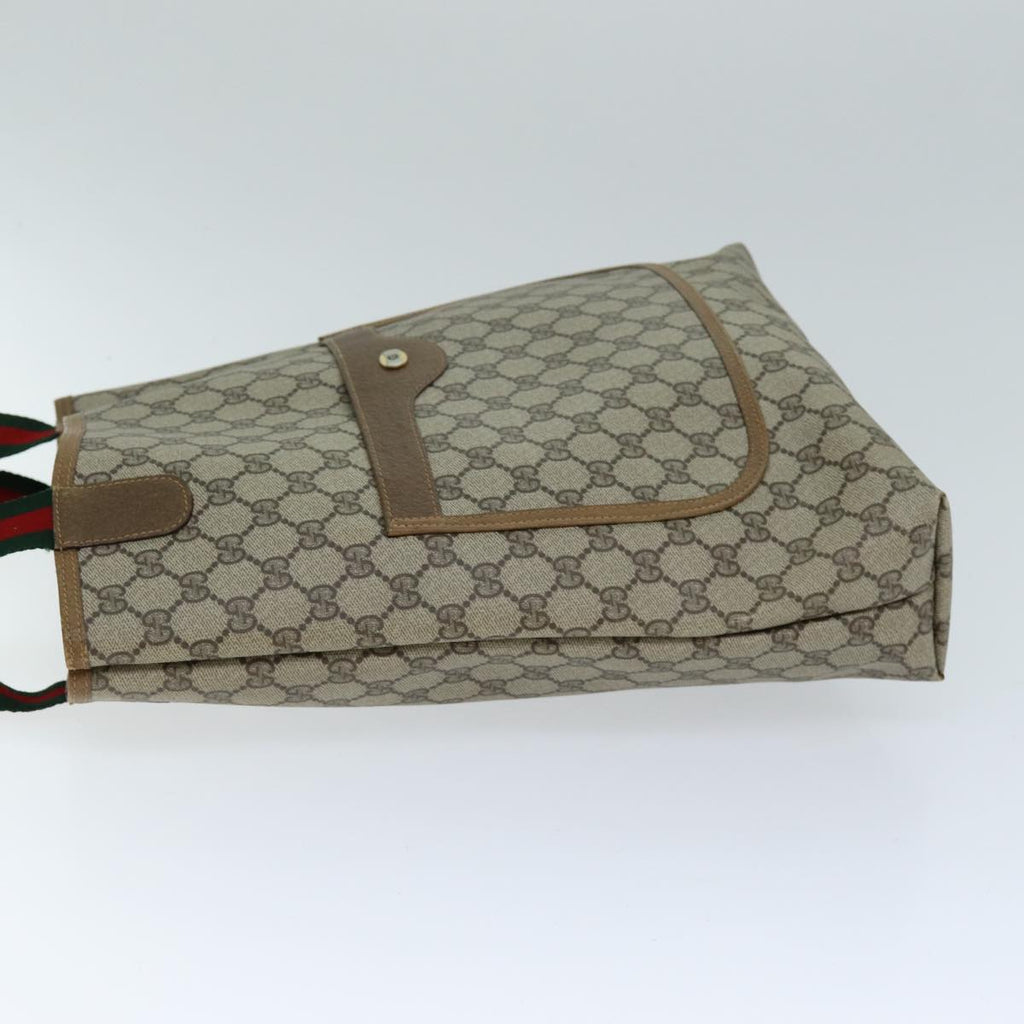 GUCCI GG Supreme Web Sherry Line Tote Bag PVC Beige Red 40 02 003 73612