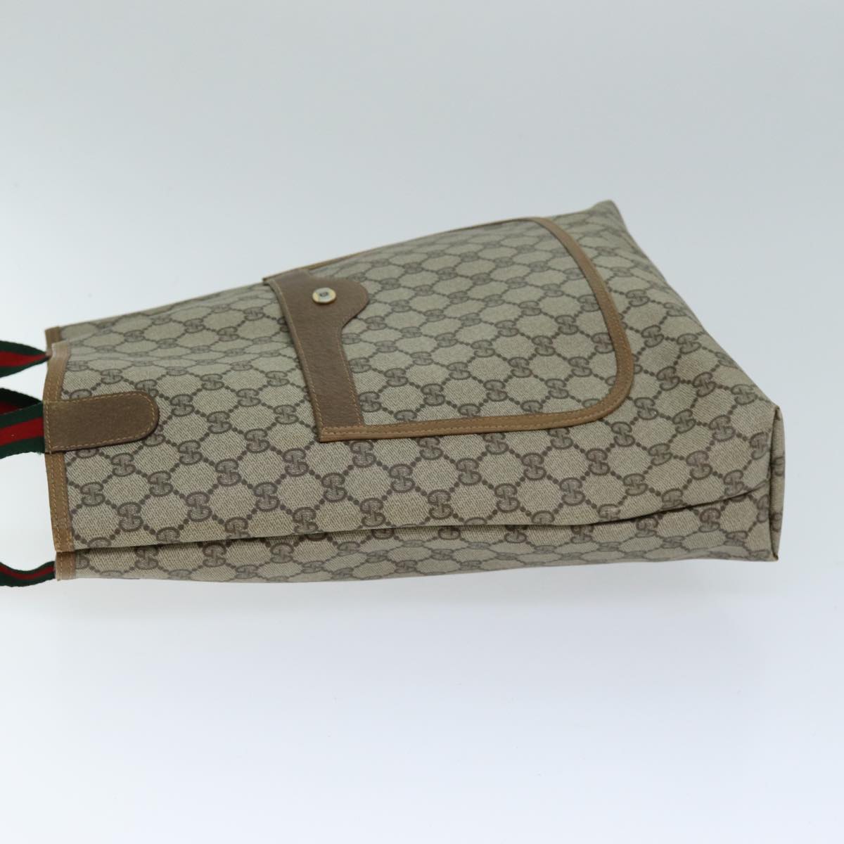 GUCCI GG Supreme Web Sherry Line Tote Bag PVC Beige Red 40 02 003 73612