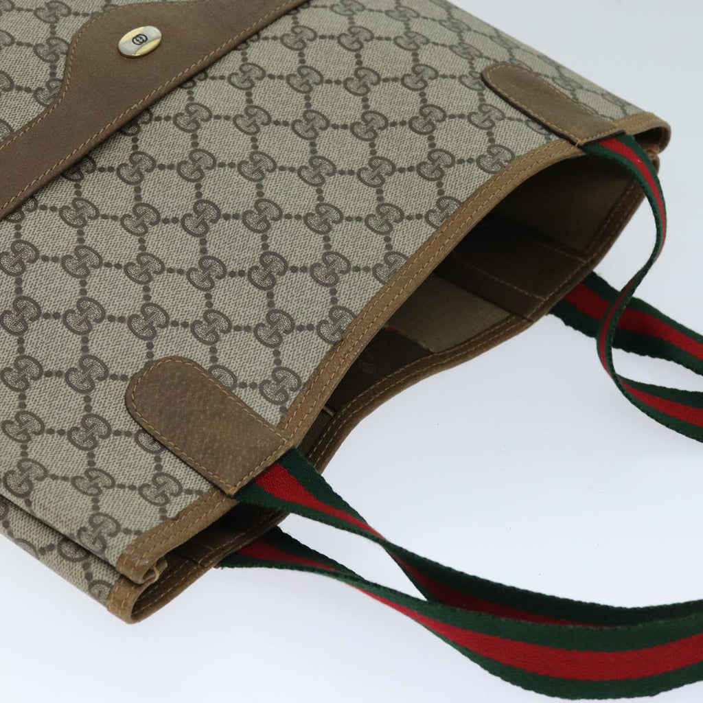 GUCCI GG Supreme Web Sherry Line Tote Bag PVC Beige Red 40 02 003 73612