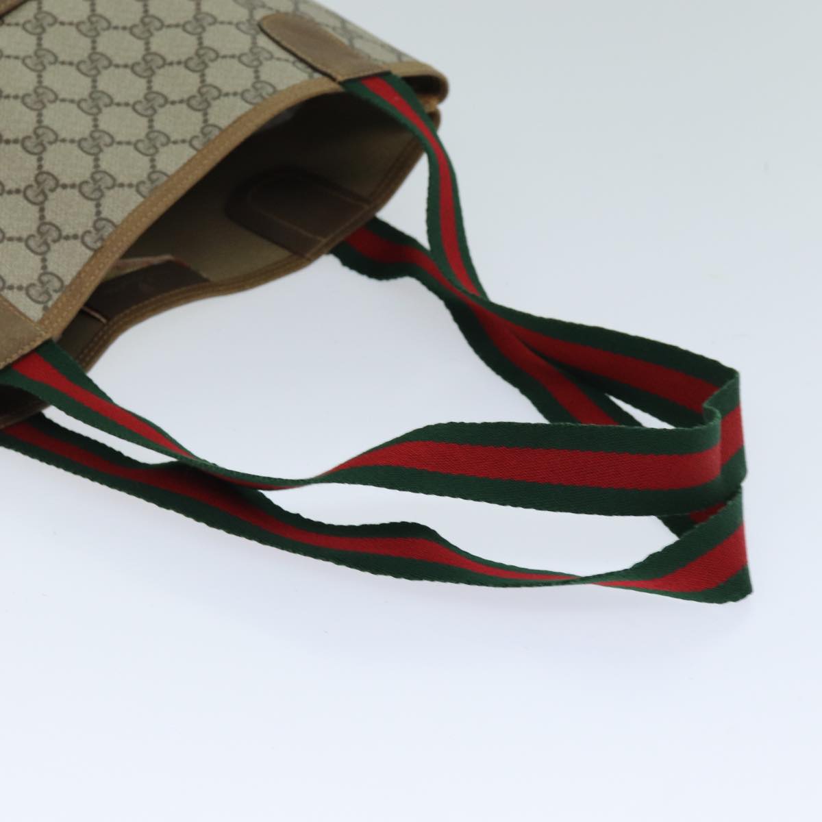 GUCCI GG Supreme Web Sherry Line Tote Bag PVC Beige Red 40 02 003 73612