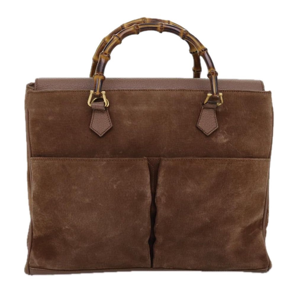 GUCCI Bamboo Hand Bag Suede 2way Brown 002 123 0322 73613
