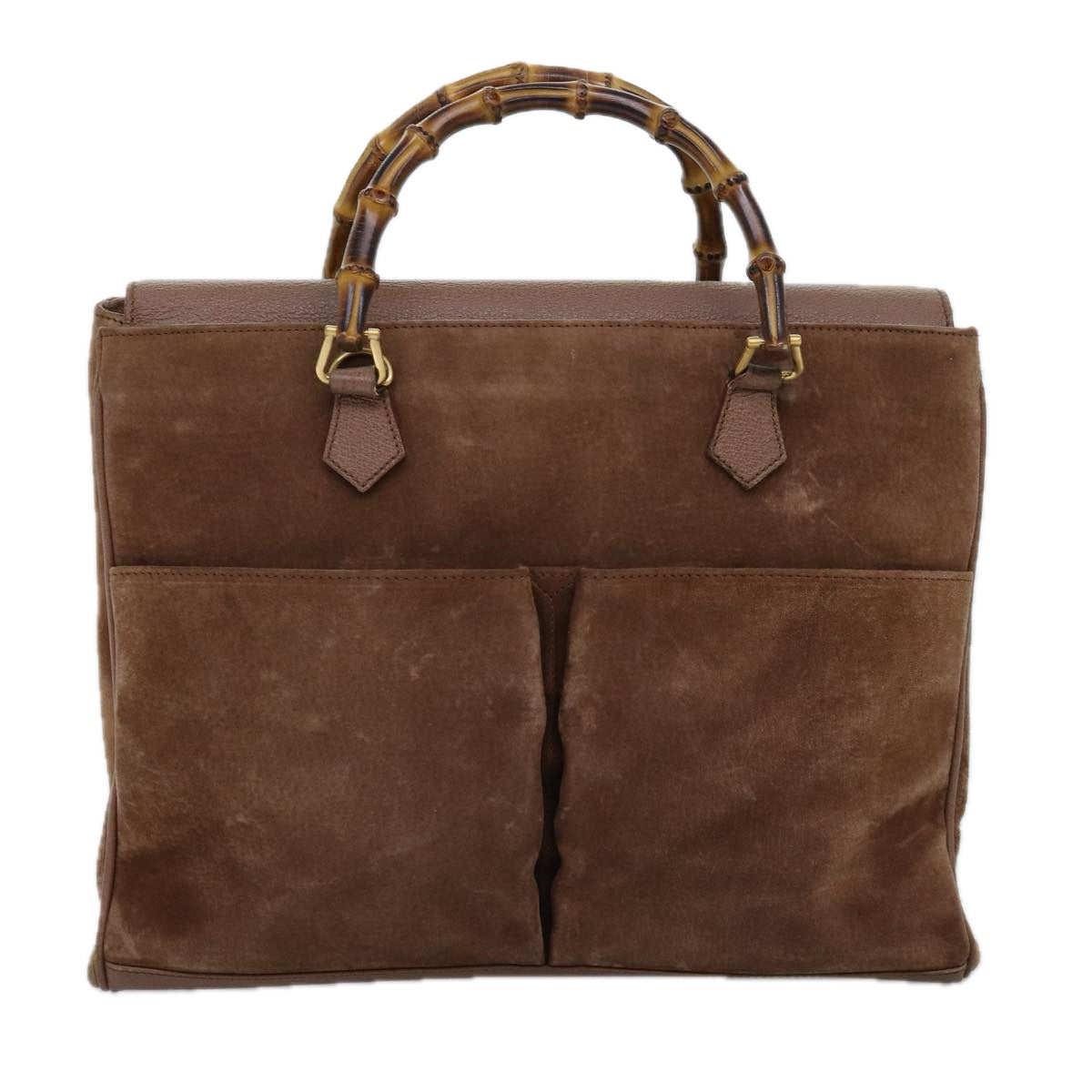 GUCCI Bamboo Hand Bag Suede 2way Brown 002 123 0322 73613