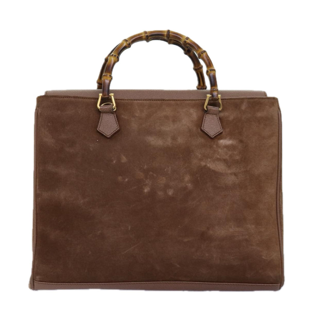 GUCCI Bamboo Hand Bag Suede 2way Brown 002 123 0322 73613