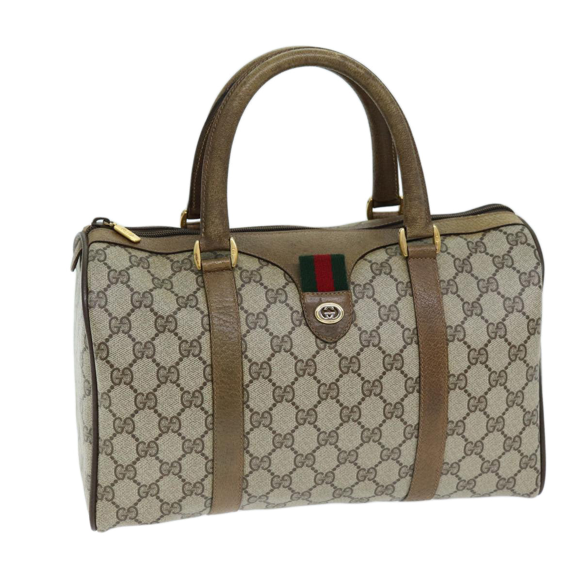 GUCCI GG Supreme Web Sherry Line Hand Bag Beige Red Green 116 02 007 73724