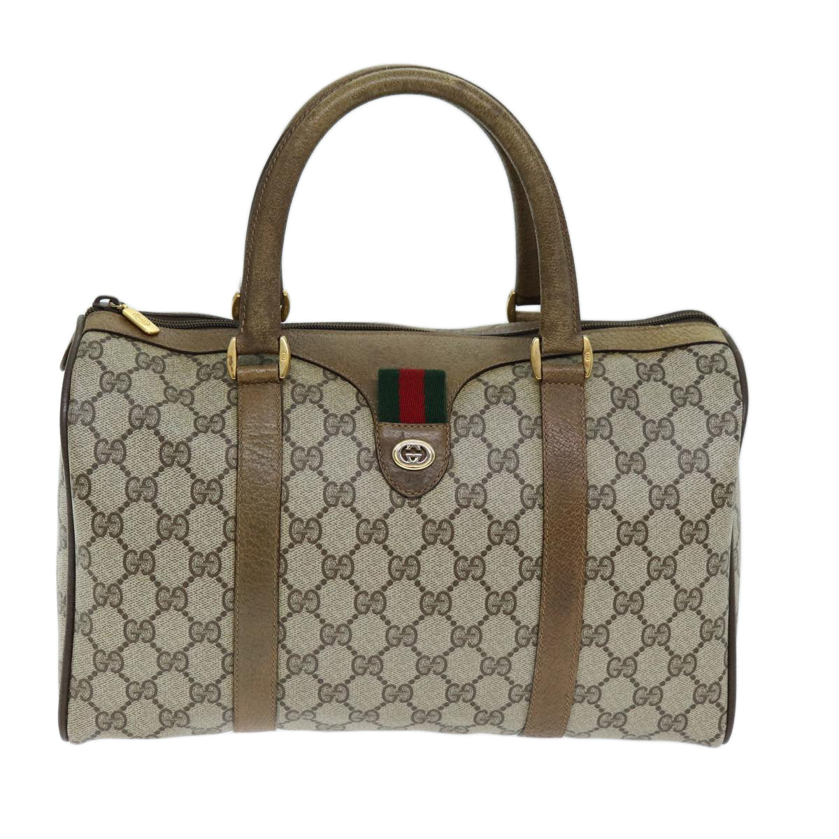 GUCCI GG Supreme Web Sherry Line Hand Bag Beige Red Green 116 02 007 73724