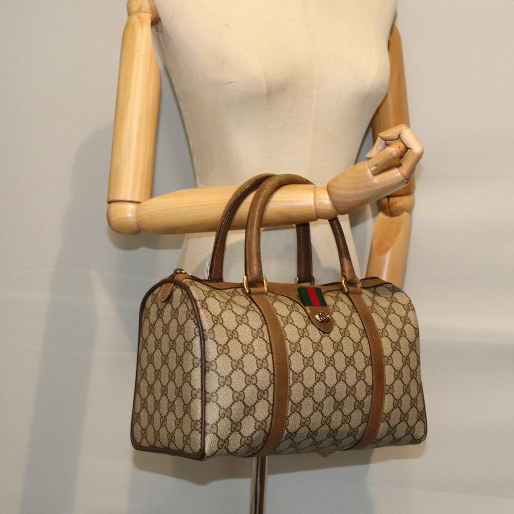 GUCCI GG Supreme Web Sherry Line Hand Bag Beige Red Green 116 02 007 73724