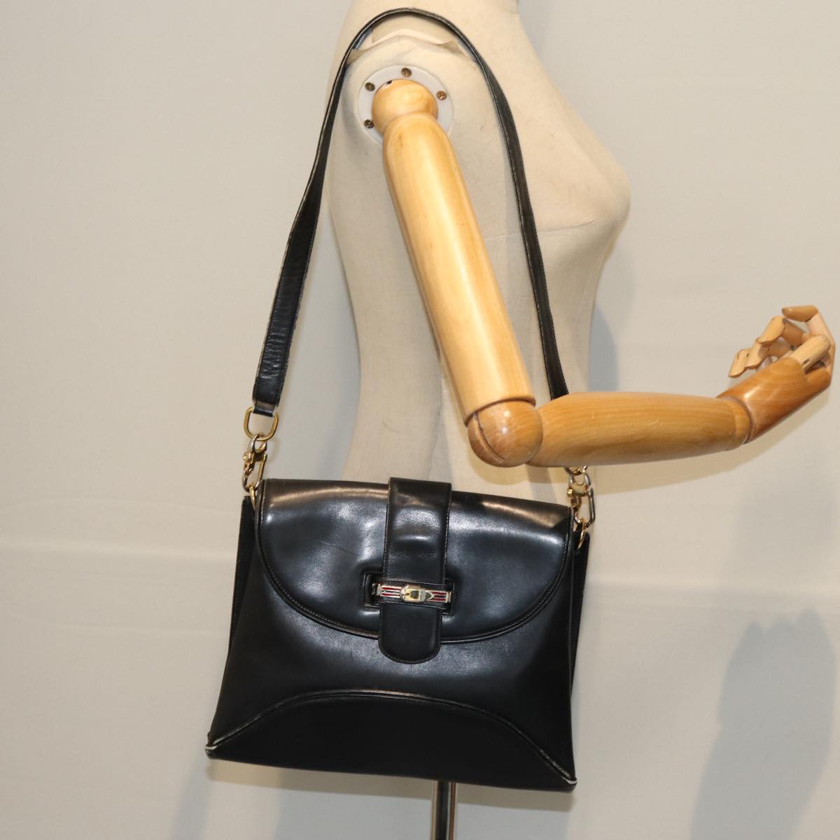 GUCCI Shoulder Bag Leather Black 73737