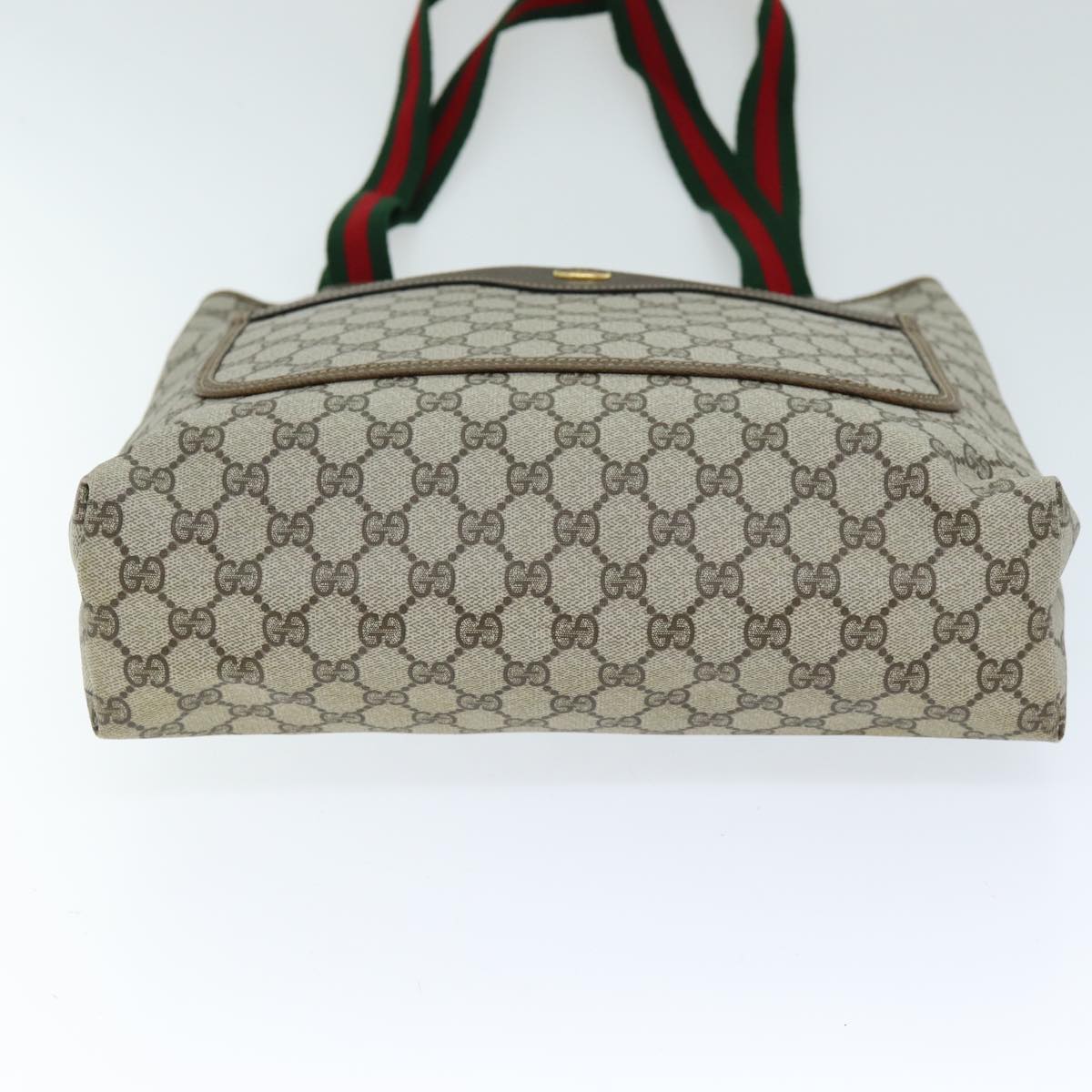 GUCCI GG Supreme Web Sherry Line Tote Bag PVC Beige Red 39 02 003 73742