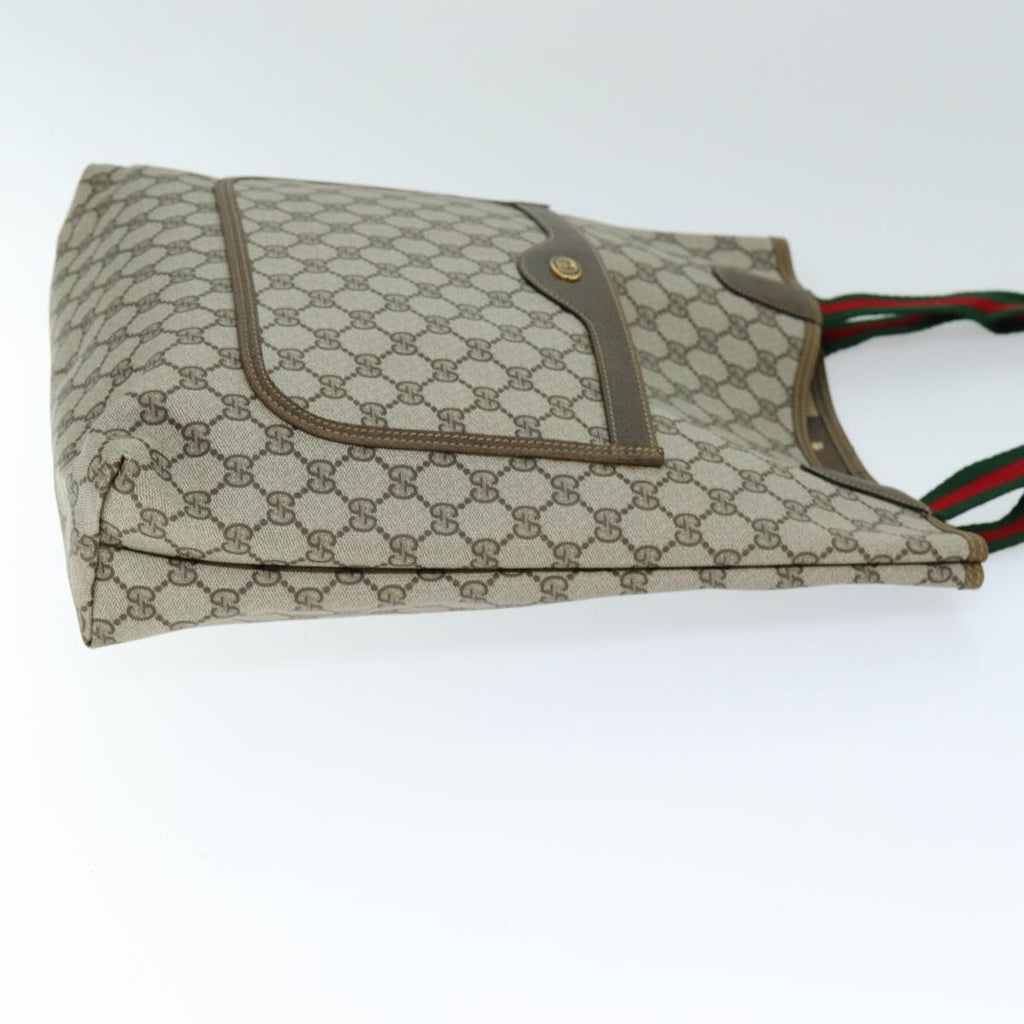 GUCCI GG Supreme Web Sherry Line Tote Bag PVC Beige Red 39 02 003 73742