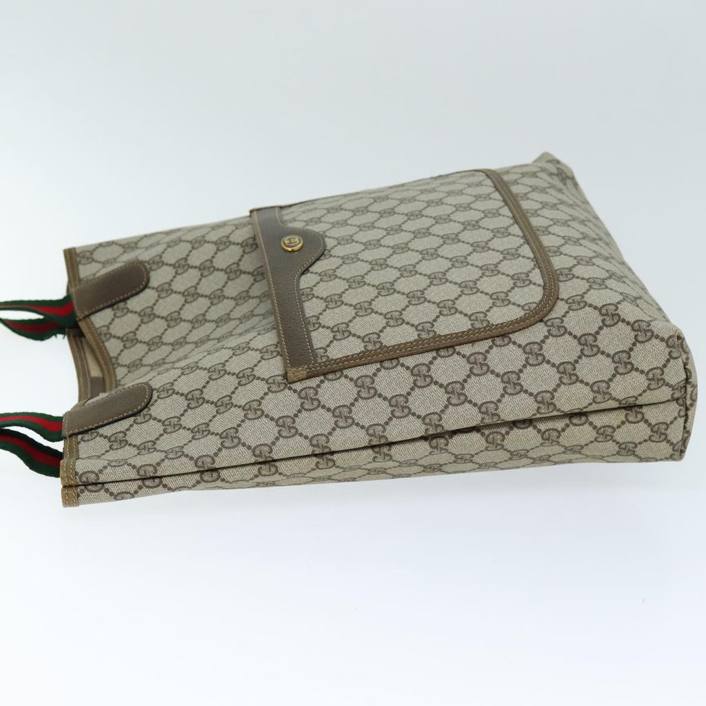 GUCCI GG Supreme Web Sherry Line Tote Bag PVC Beige Red 39 02 003 73742