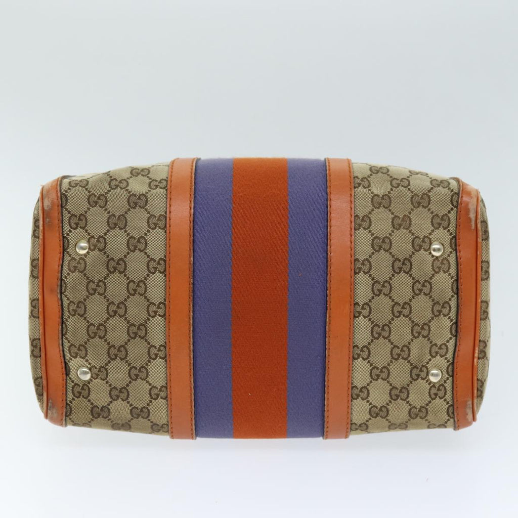 GUCCI GG Canvas Sherry Line Hand Bag 2way Beige Blue Brown 247205 73743