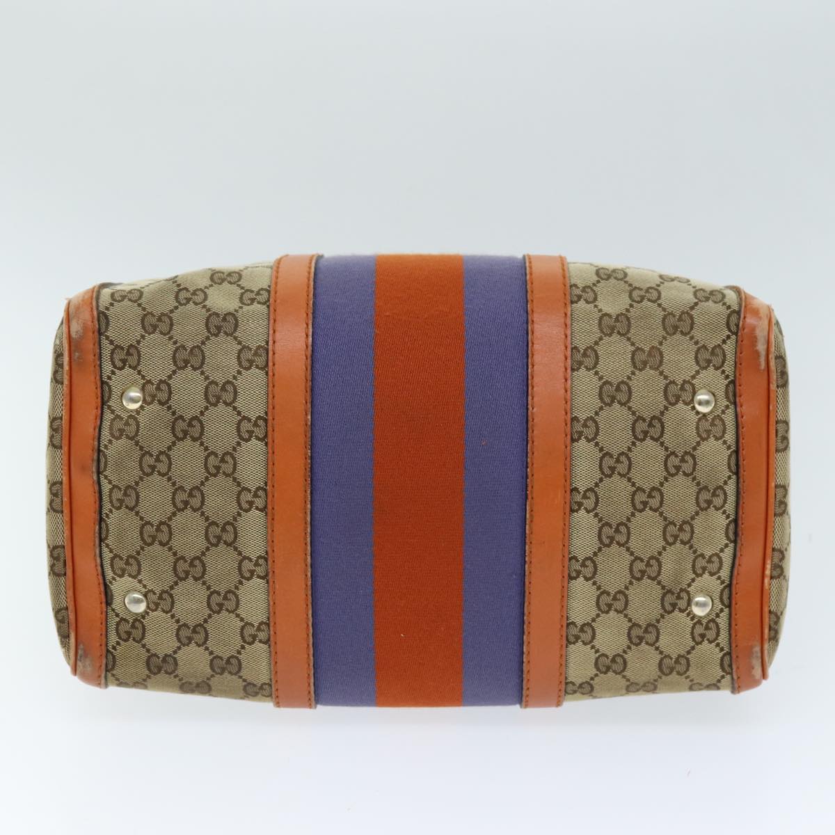 GUCCI GG Canvas Sherry Line Hand Bag 2way Beige Blue Brown 247205 73743