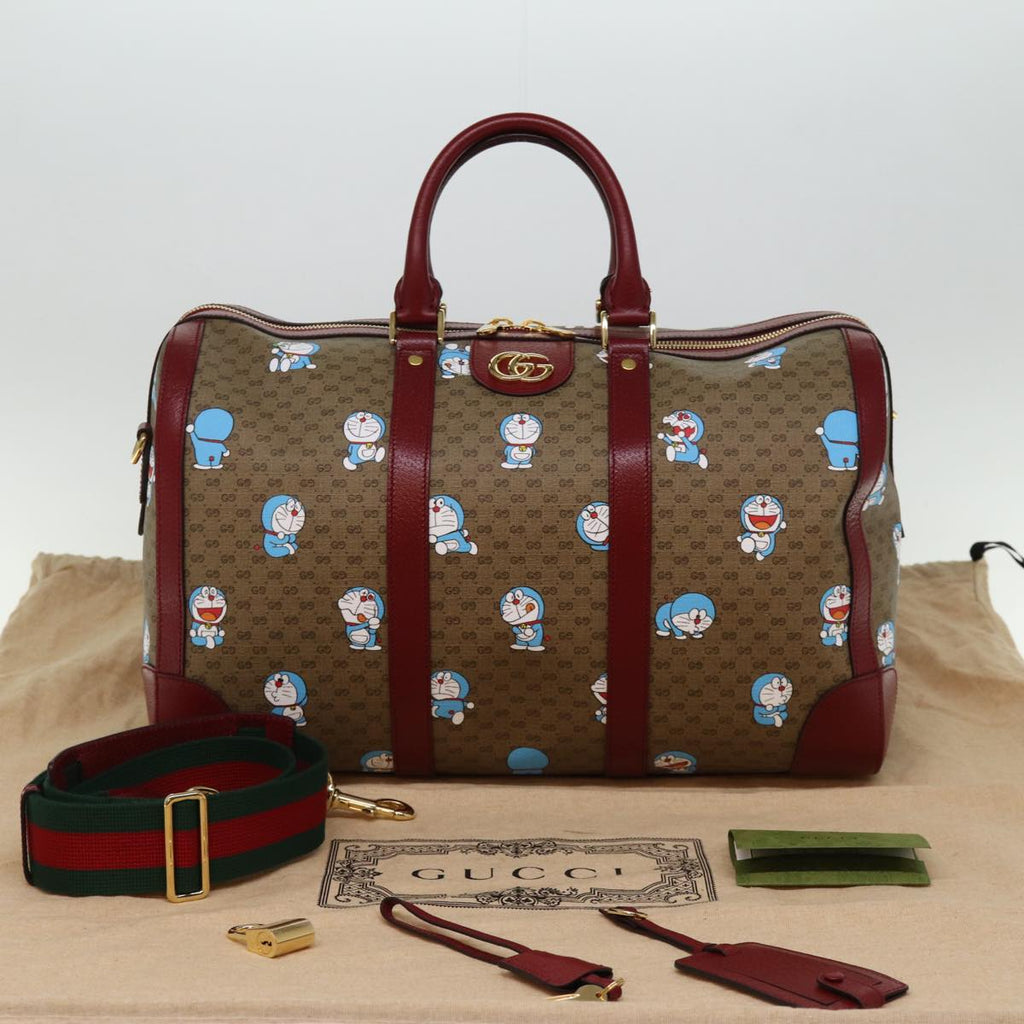 GUCCI Micro GG Supreme Doraemon Boston Bag PVC 2way Beige 647815 73749S