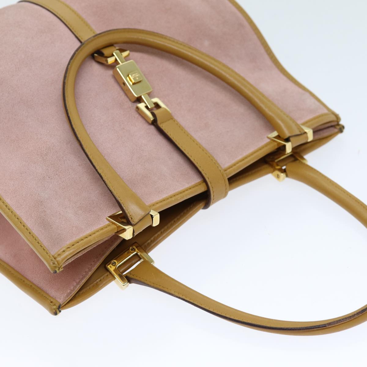 GUCCI Jackie Hand Bag Suede Pink 002 1065 73859