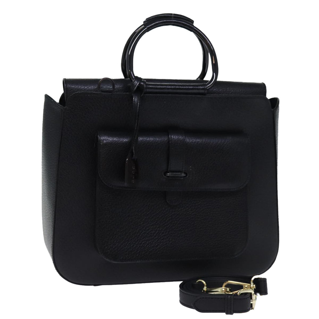 GUCCI Hand Bag Leather 2way Black 000 2058 0307 6 73864