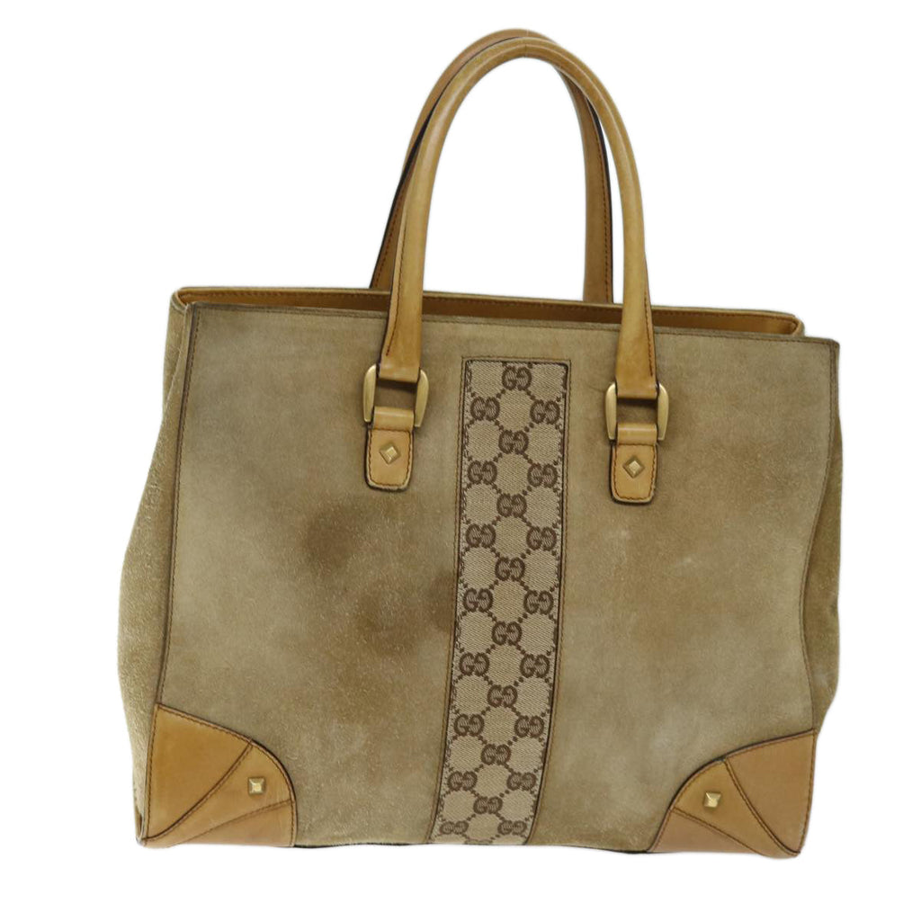 GUCCI Hand Bag Suede Beige 120897 73865