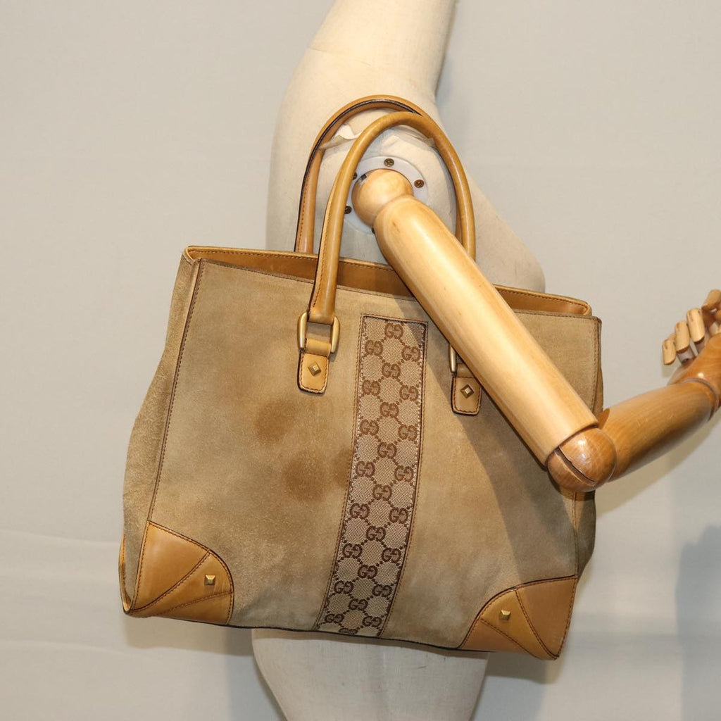 GUCCI Hand Bag Suede Beige 120897 73865
